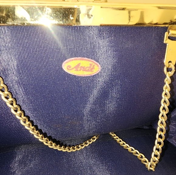 Vintage Navy Leather Clutch - Picture 3 of 5